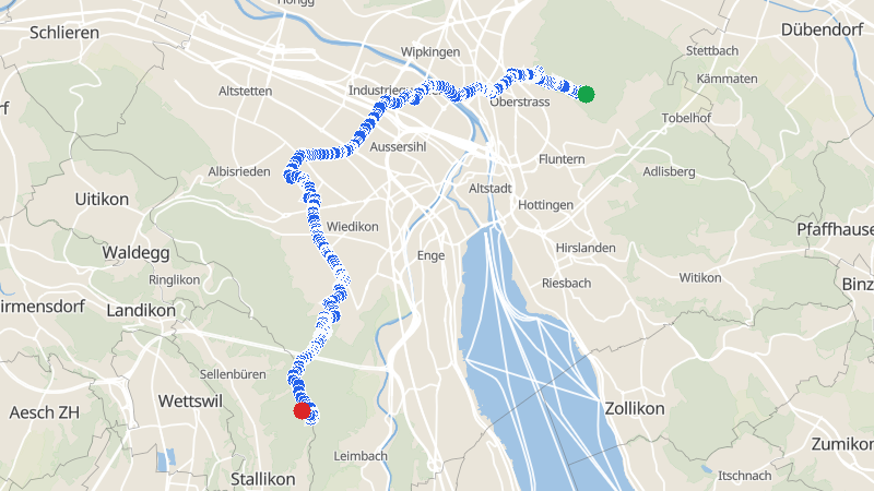 Map preview for Zürichberg to Fallätsche