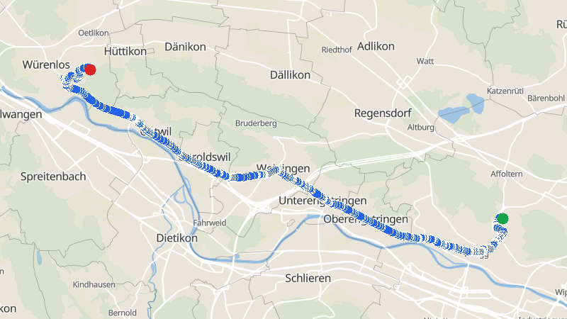 Map preview for Steinmerwiesen to Oetlikon