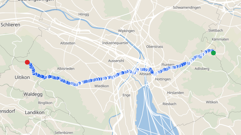 Map preview for Tobelhof to Buechhoger