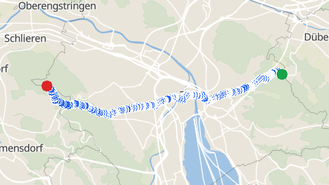 Map preview for Tobelhof to Buechhoger