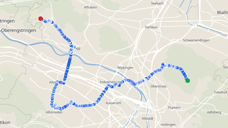 Map preview for Zürichberg to Im Frankenbühl