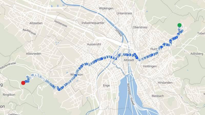 Map preview for Zürichberg to Liebisegg